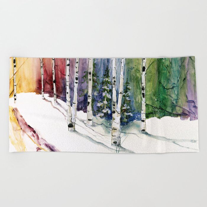 4 Season Watercolor Collection - Winter Beach Towel