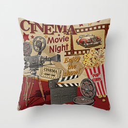 Cinema retro poster. Throw Pillow
