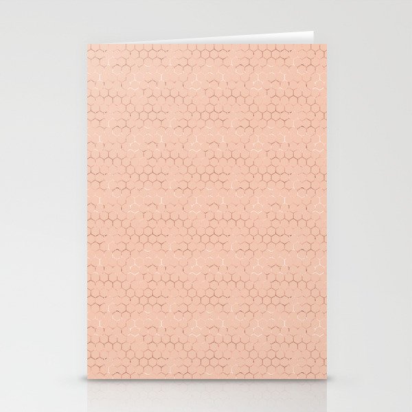 Metallic Rose Gold Honeycomb Blush Pattern Stationery Cards
