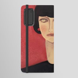 Woman in Red Background Android Wallet Case