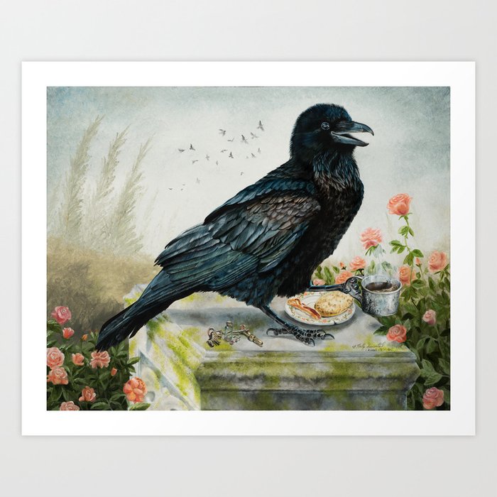 Breakfast With the Raven Art Print