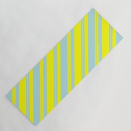 [ Thumbnail: Powder Blue and Yellow Colored Lined Pattern Yoga Mat ]