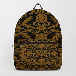 William Morris Black And Gold Floral Pattern Vintage Victorian Design Backpack