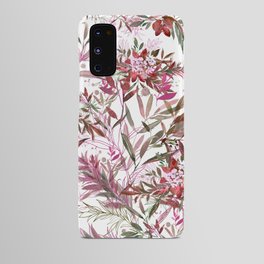 Botanical pink lavender green watercolor floral foliage Android Case