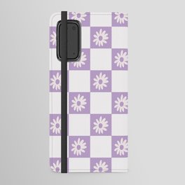 Purple & White Floral Check  Android Wallet Case