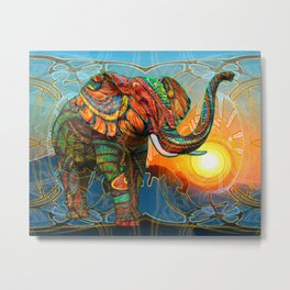 Elephant's Dream Metal Print | Animal, Nature, Digital, Illustration, Landscape, Acrylic, Graphicdesign, Elephant, Abstract Pattern, Concept 