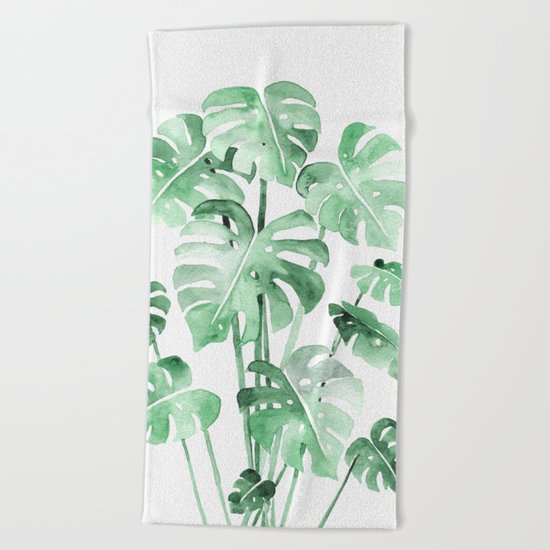 Delicate Monstera Green #society6 Beach Towel