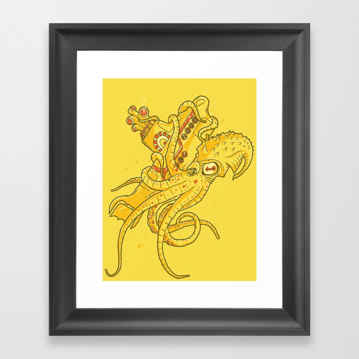 the Yellow Kracken Framed Art Print