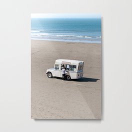 Ice Cream Truck at the Beach Metal Print