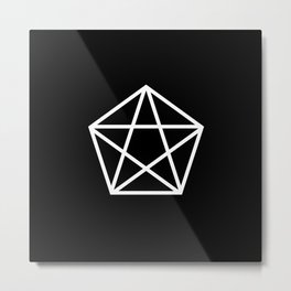 White and Black Minimalist Geometric Glyph Mandala Sigil Rune 213 Metal Print