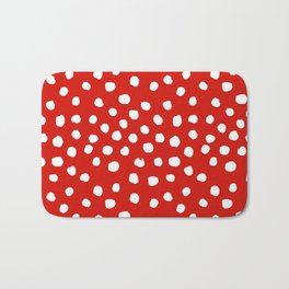 Christmas dots painted minimalist dotted pattern holiday red and white Bath Mat | Dots, Pattern, Holiday, Redandwhite, Dotpattern, Polkadot, Minimal, Curated, Painting, Dotted 