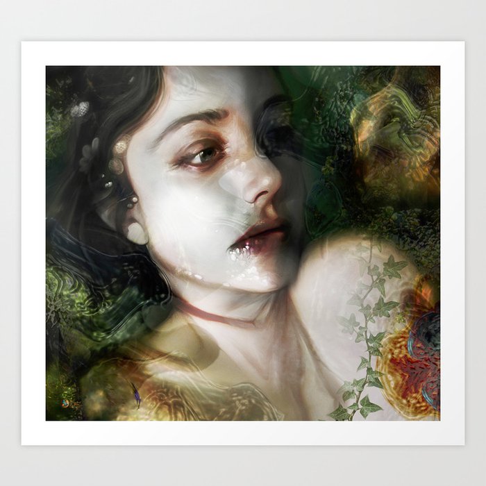 Portrait Of Aquatic Woman Nymph Mermaid Art Print By