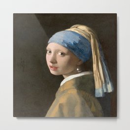 Girl with a Pearl Earring (1665), Old Masters Collection Metal Print | Holland, Homedecor, Oilpainting, Pearlearring, Grietservant, Bluescarf, Girlwithpearl, Bffbirthdaygift, Collection, Oil 