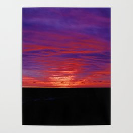 Amethyst pink sunrise burning bright on underbelly of clouds purple sky color photograph / photography for home and wall decor Poster