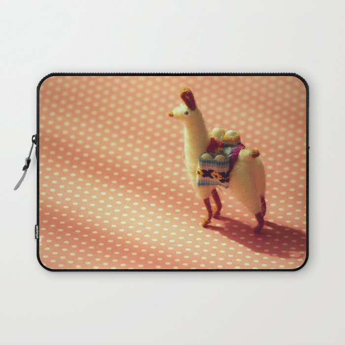 Little Llama lost in a pink polka dot desert | Sweet capture | Toy photography Laptop Sleeve