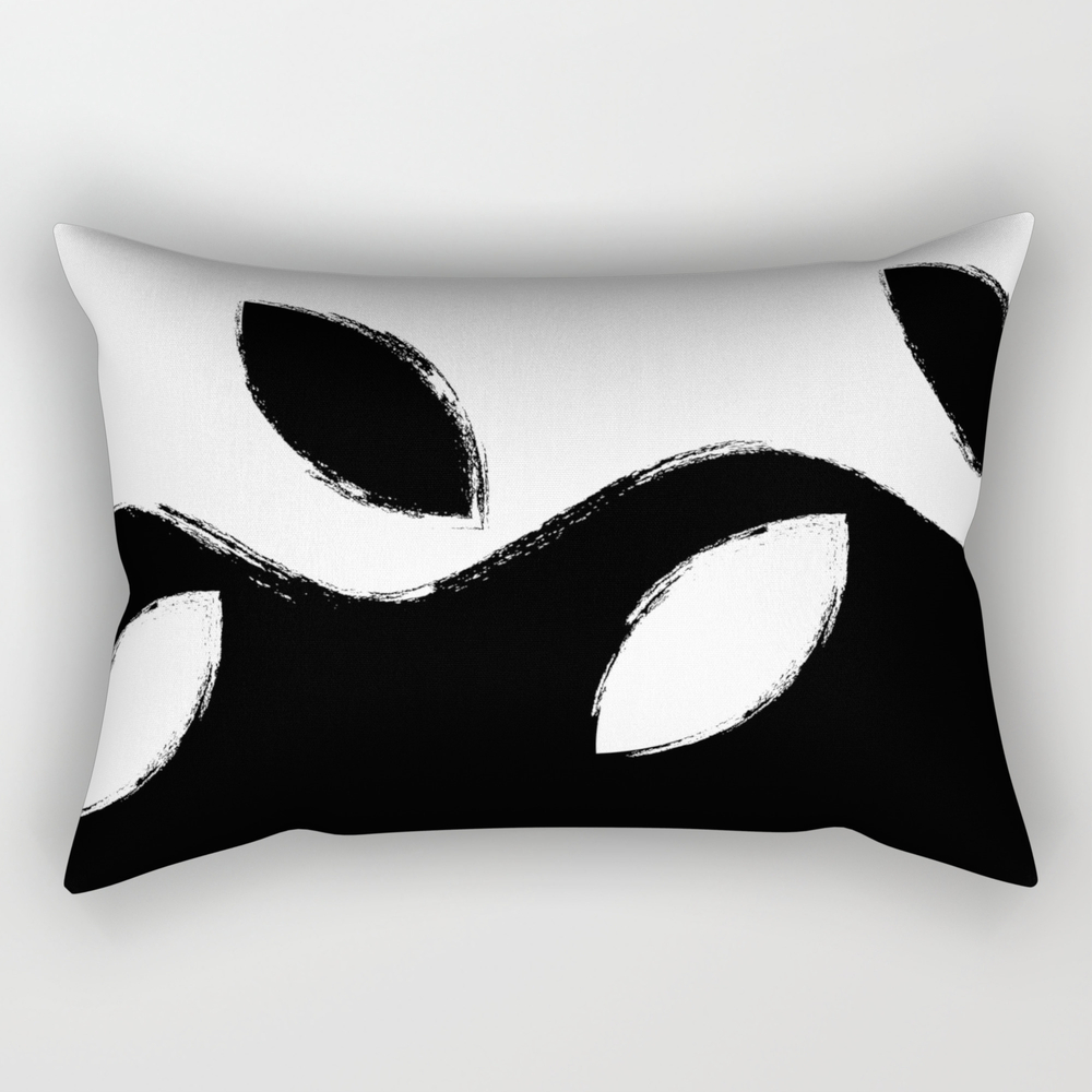 Floral Black & White Rectangular Pillow by roxart