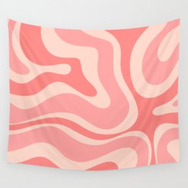 Blush Pink Modern Retro Liquid Swirl Abstract Pattern Square Wall Tapestry