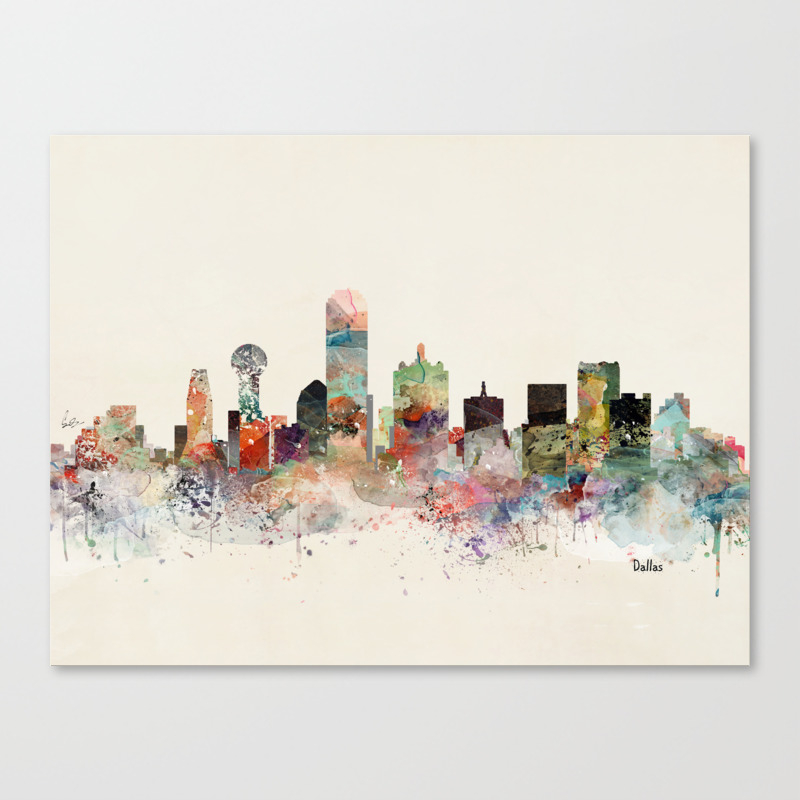 Dallas Skyline Canvas Print By Bribuckley Society6