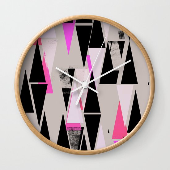 Pink Triangles II Wall Clock