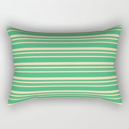 [ Thumbnail: Sea Green and Tan Colored Lined/Striped Pattern Rectangular Pillow ]