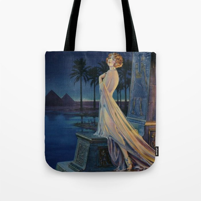 Melody of Ancient Egypt Art Deco romantic female figure by the River Nile painting by Henry Clive Tote Bag