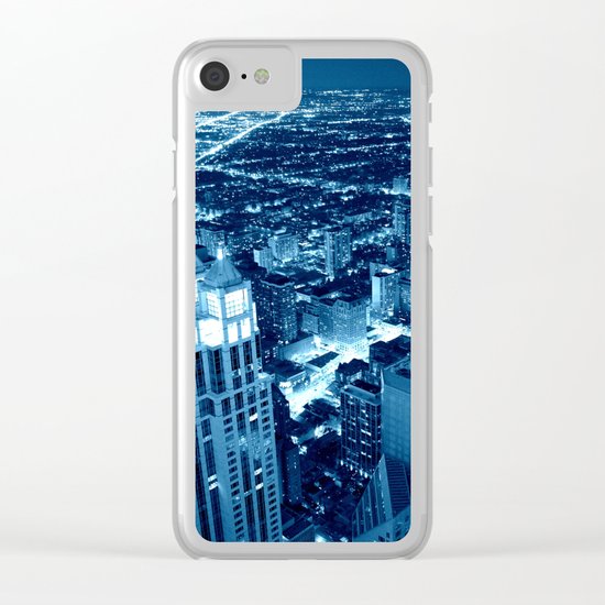 Chicago Nights Blue Clear iPhone Case