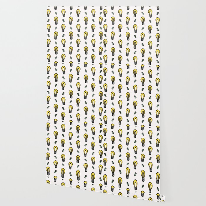 cute lightbulb and battery cartoon seamless pattern wallpaper by limolida society6 society6