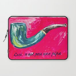 This is Not a Magritte: Pipe Pink and Green Surrealist Painting Laptop Sleeve