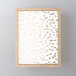 Gold Modern Polka Dots on White Framed Mini Art Print