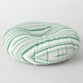 [ Thumbnail: Dark Sea Green, Light Grey, Sea Green & White Colored Lines Pattern Floor Pillow ]