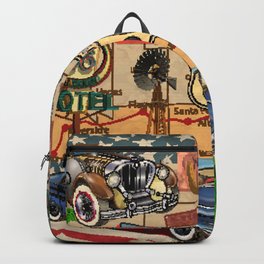 Vintage Route 66 poster.  Backpack | 66, Drawing, American, Nostalgia, Arizona, Motorcycle, Diner, Car, Map, Retro 