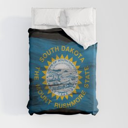 South Dakota state flag brush stroke, South Dakota flag background Duvet Cover