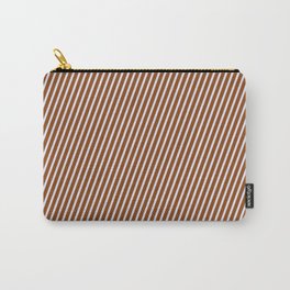 [ Thumbnail: Brown and Lavender Colored Stripes/Lines Pattern Carry-All Pouch ]