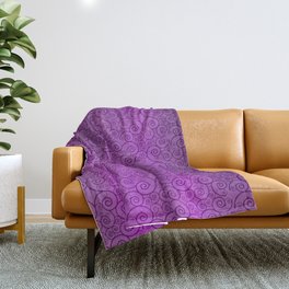 Purple Silk Metallic Damask Modern Collection Throw Blanket