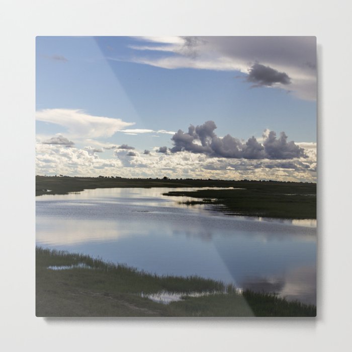 South Africa Photography - Pond Under The Blue Cloudy Sky Metal Print