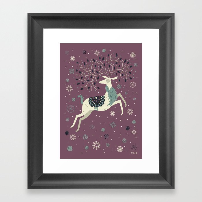 Prancing Reindeer Framed Art Print