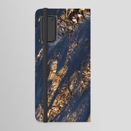 Navy Blue Paint Brushstrokes Gold Foil Android Wallet Case