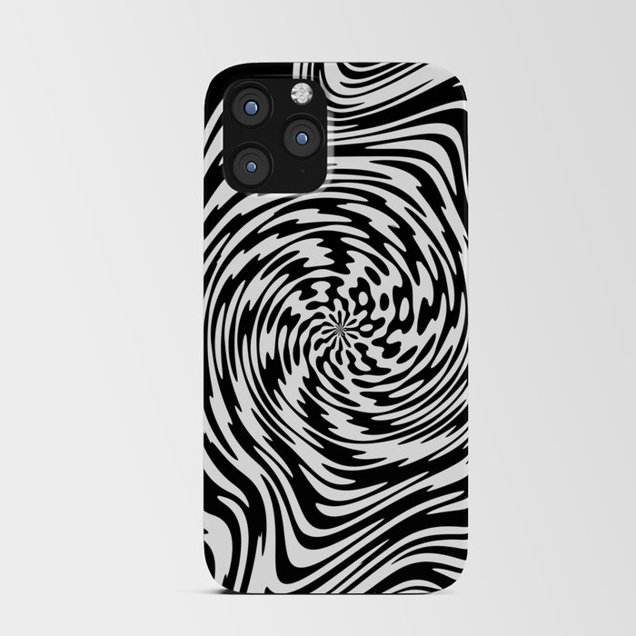 Black & White Psychedelic Whirlpool Pattern iPhone Card Case