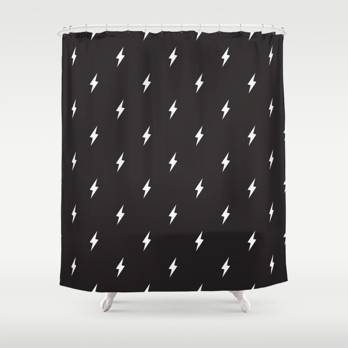 Lightning Bolt Pattern Black & White Shower Curtain