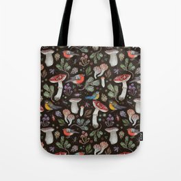 Forest Tote Bag | Mushroom, Woodland, Drawing, Pattern, Bird, Woods, Mushrooms, Bugs, Birds, Moss 