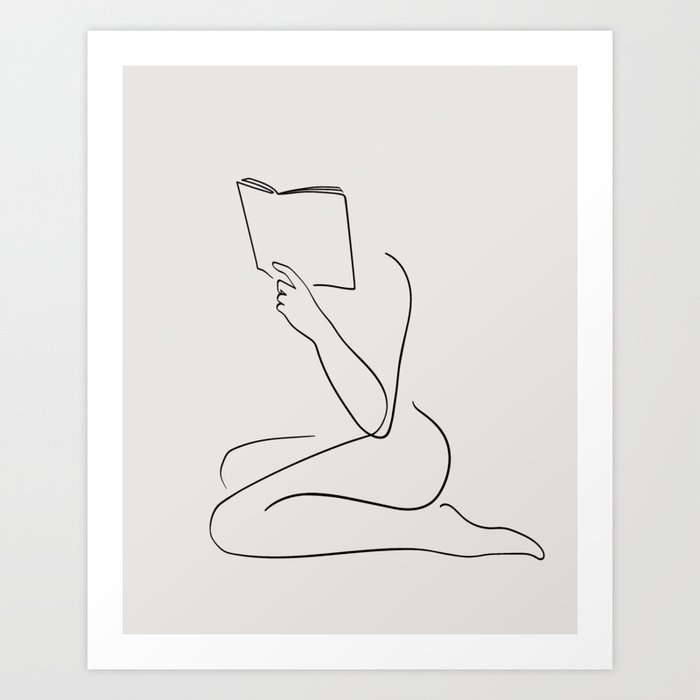 Reading Naked n.4 (neutral) Art Print