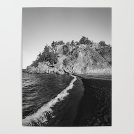 Black Sand Beach | Black. and White Photography Poster