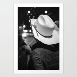 New York City cowboy night out in Black and white Art Print