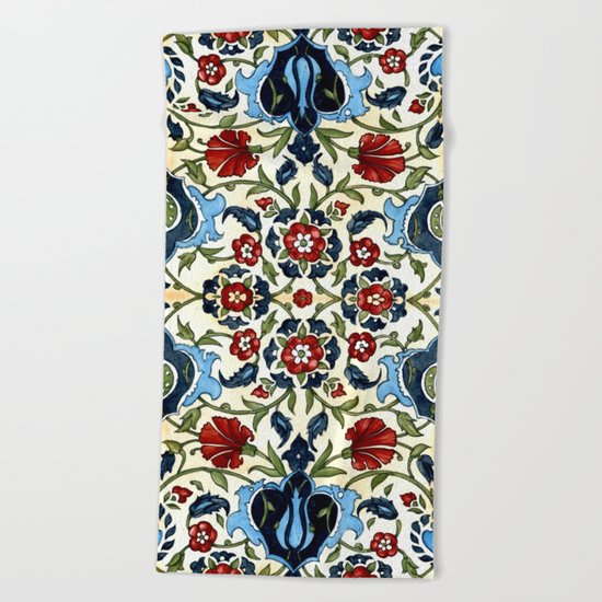 Tile with Carnations Beach Towel