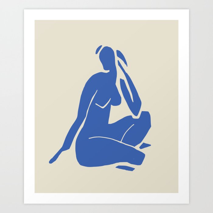 Nude in blue cut out Art Print