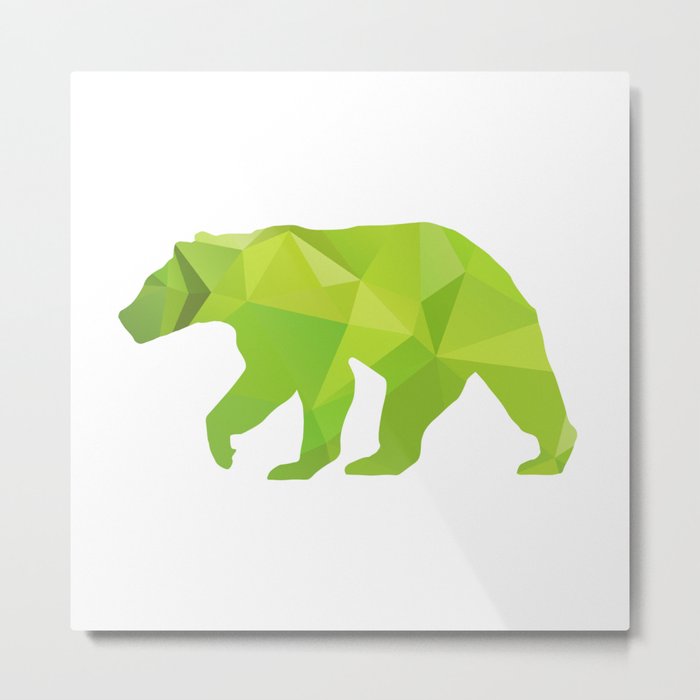 Bear - Green geomatric Metal Print