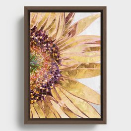 Golden Metallic Sunflower Framed Canvas