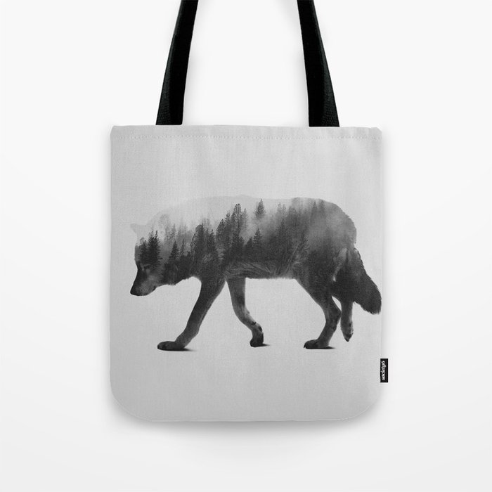 The Wolf (black & white version) Tote Bag