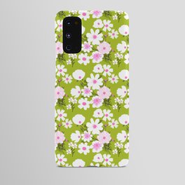 Modern Retro Spring Flowers Pink And Green Android Case
