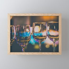 Glowing Wine Glasses filled with Blue Light Framed Mini Art Print